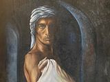 un tableau représentant un homme coiffé d'un turban, assis sur un lit