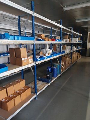 many boxes and boxes on the shelves in the warehouse