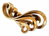 an image of a gold brooch with a pearl in the center