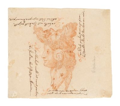 un dessin représentant la tête d'une femme sur une feuille de papier