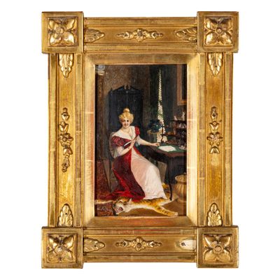 une image d'un tableau représentant une femme assise à une table