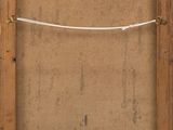 an old picture frame with a rope hanging from it ' s side