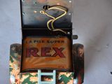 a toy car that has a box on top of it