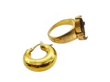 an image of a pair of gold earrings and a ring