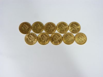 10 pièces de 10 dollars or Liberty, 1879, 1886 (Atelier San Francisco)