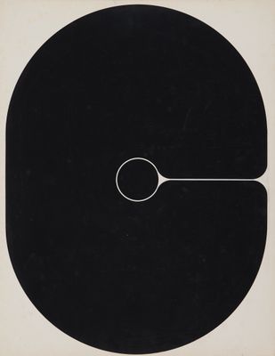 une image en noir et blanc représentant un cercle avec une ligne blanche au milieu