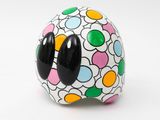 a white ball with a colorful design on it