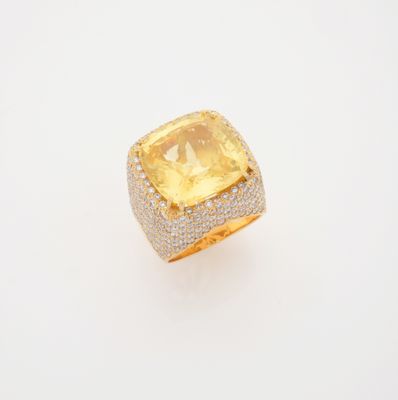 Bague en saphir jaune et diamant