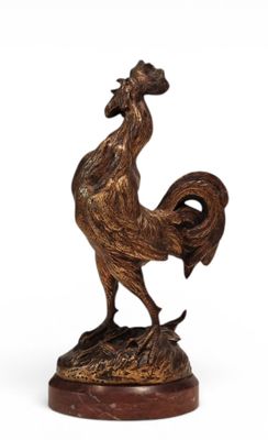 École française vers 1900 Coq chantant