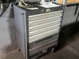 an image of a metal workbench in a garage