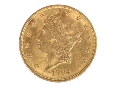Pièce de 20 U.S dollars en or jaune, 1904. Petites usures. - Photo 1