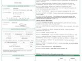 a green and white document with a barcode on it