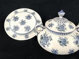 blue and white porcelain teapot and saucer set