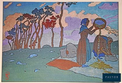une photo d'un tableau représentant une femme et un cheval