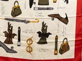 a scarf with many different types of women ' s accessories on it