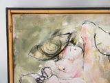 une peinture représentant une femme tenant un bébé dans ses bras