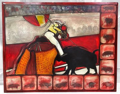 Albert MARTIN (1941) - Piquero y toros - Technique mixte sur…