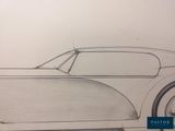 drawing of a classic car with a side view of the front