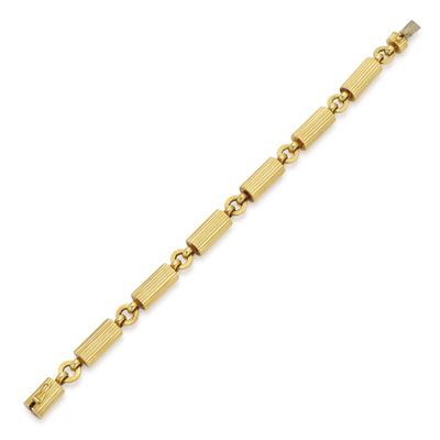 a yellow gold bracelet with square links