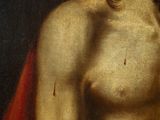 an oil painting of a man with a cross on his chest