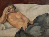 une peinture représentant une femme nue allongée sur un lit