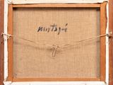 a close up of a picture of a wooden frame with writing on it