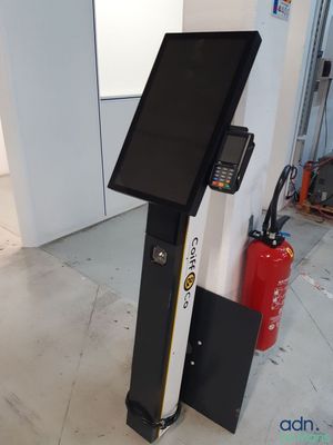 an image of a digital kiosk in a building