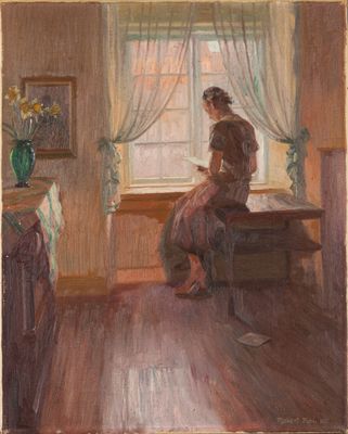 Robert PANITZSCH (1879-1949) Femme à la lecture devant une f…