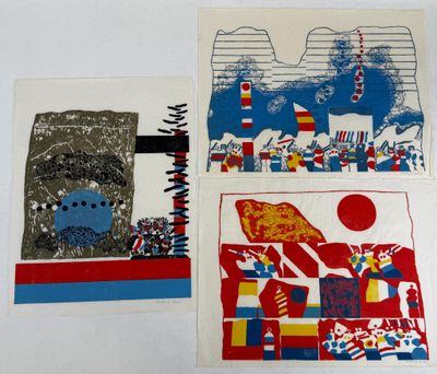 Jef DIEDEREN (1920-2009) Ensemble de trois compositions abst…