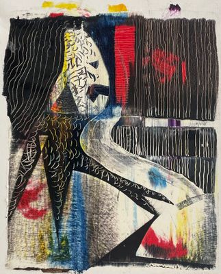 une image d'une peinture représentant une femme marchant dans une rue