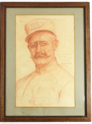 portrait d'un homme portant une casquette et un uniforme, dans un cadre