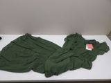 a pair of green pants sitting on a white table