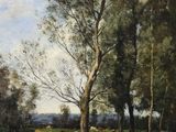 une image représentant un tableau montrant des vaches dans un champ près d'un arbre