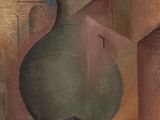 une image représentant une peinture d'un vase posé au sommet d'un immeuble