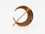 an image of a gold brooch with a crescent and a star