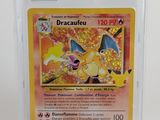 a close up of a pokemon card in a plastic case
