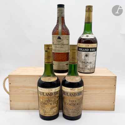 trois bouteilles de vin ancien et rare dans un coffret en bois
