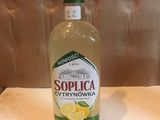 a bottle of liquor sitting on a counter top