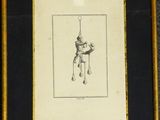 a picture of a drawing of a man on a horse