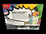the box of the pokemon figure is open on the black background