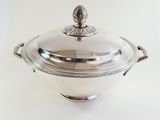 an image of a silver serving dish on a white background