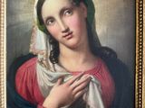 an old painting of a woman with a veil on her head