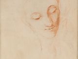 a drawing of a woman ' s head with her eyes closed