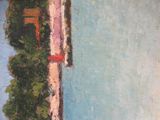 a painting of a woman walking down the street