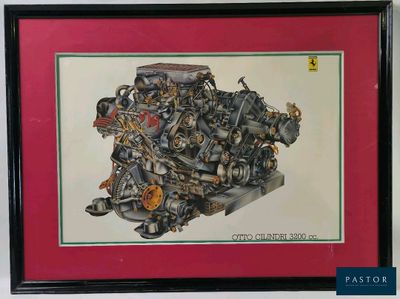 a picture of a picture of a car engine in a frame