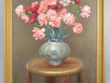 une peinture de fleurs dans un vase sur une table