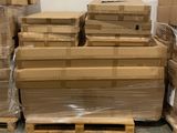 a pile of boxes sitting on a pallet in a warehouse