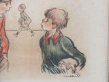 a drawing of a boy and a girl talking to each other
