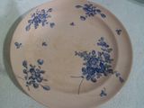 une assiette bleue et blanche ornée de fleurs bleues
