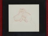 an image of a drawing of a nude woman in a red frame